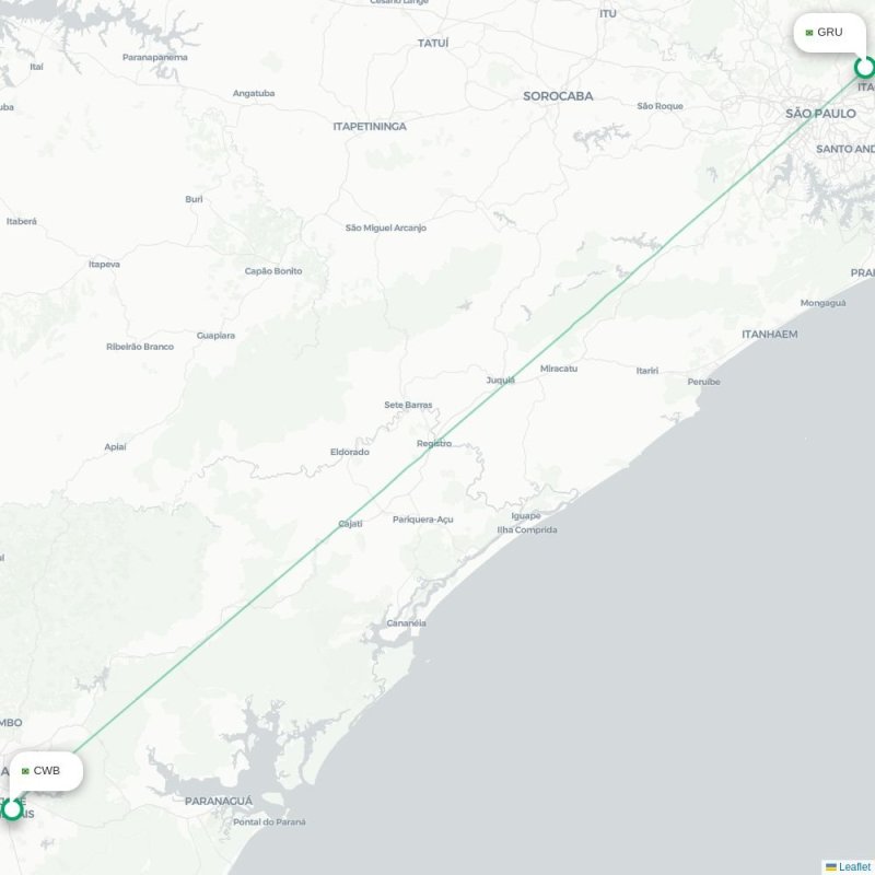 GRU - CWB route map