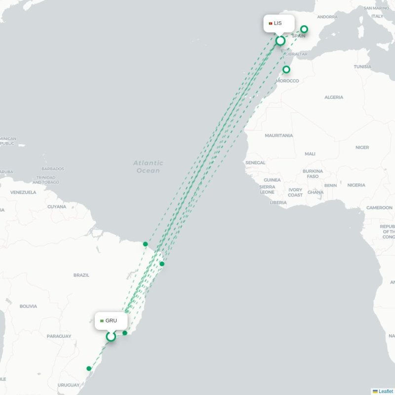 GRU - LIS route map