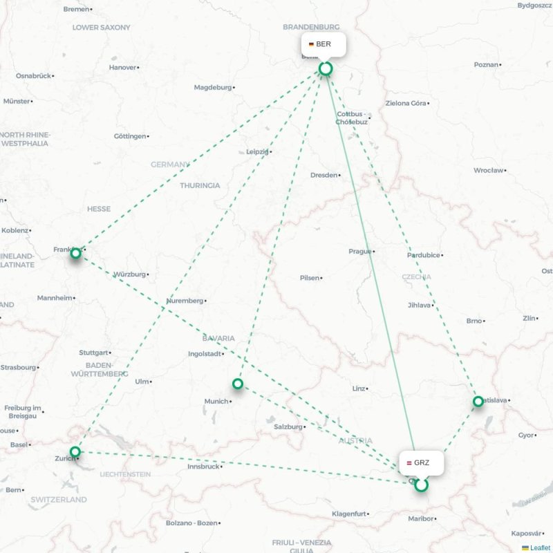 GRZ - BER route map