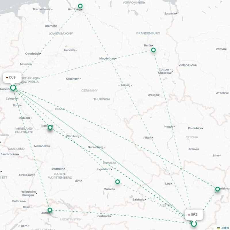 GRZ - DUS route map