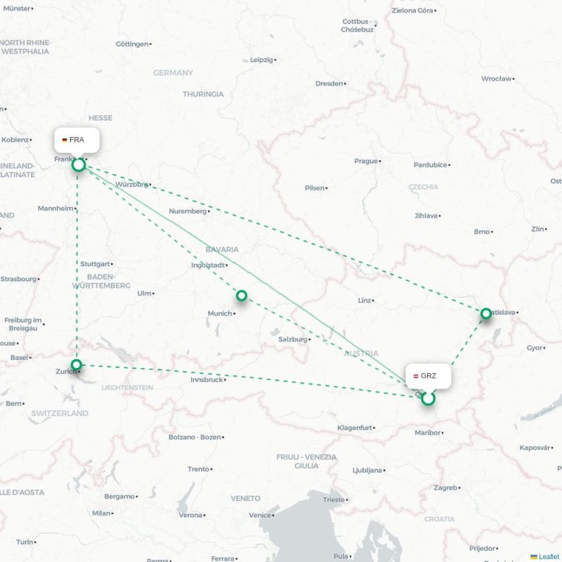 GRZ - FRA route map