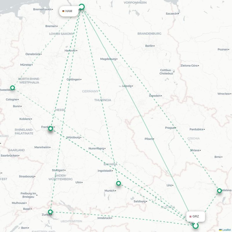 GRZ - HAM route map