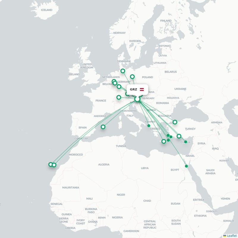 Route map Graz  GRZ airport