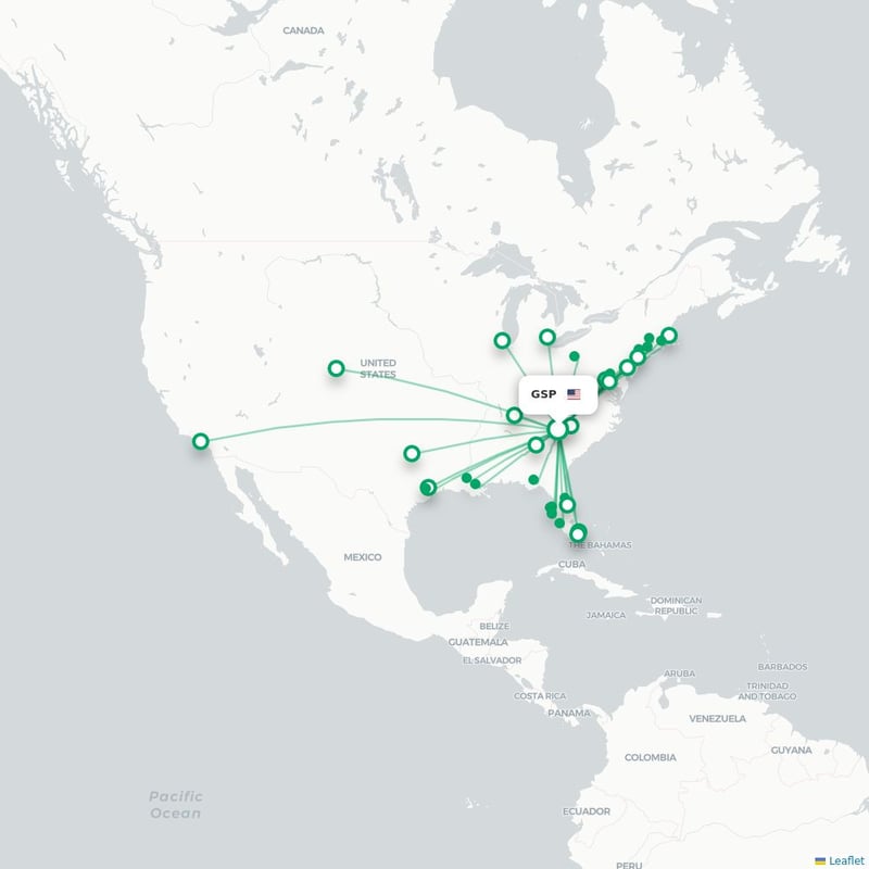 Route map Greenville  GSP airport