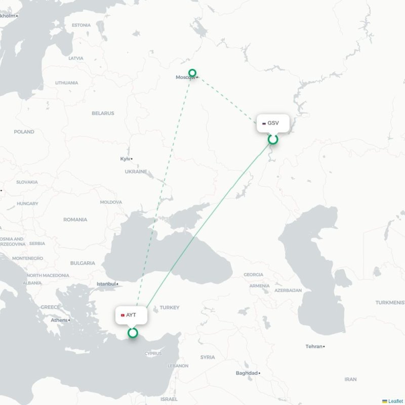 GSV - AYT route map