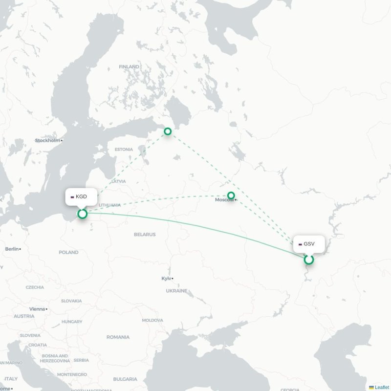 GSV - KGD route map