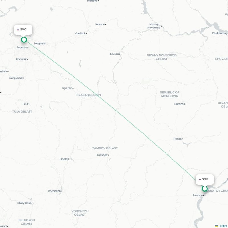 GSV - SVO route map