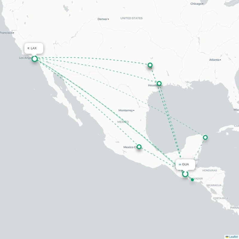 GUA - LAX route map