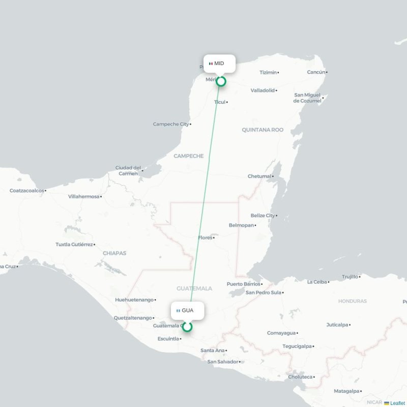 GUA - MID route map