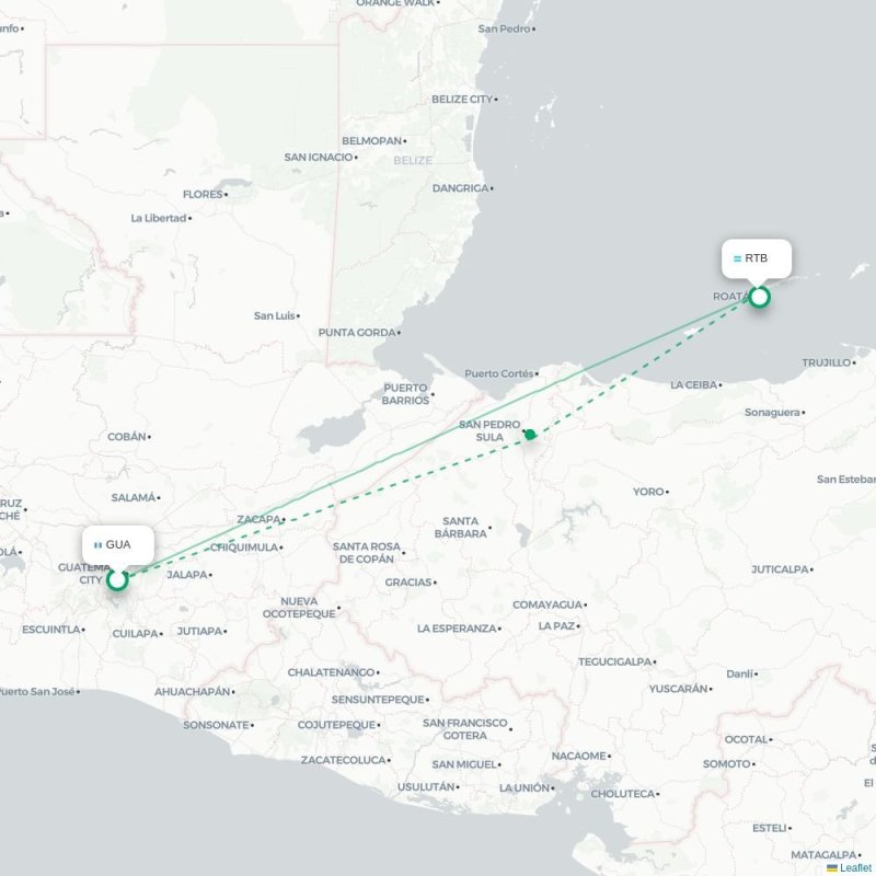 GUA - RTB route map