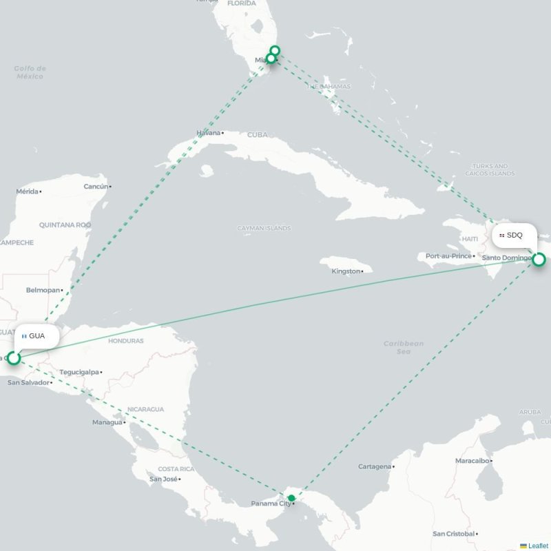 GUA - SDQ route map