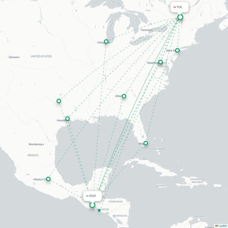 GUA - YUL route map