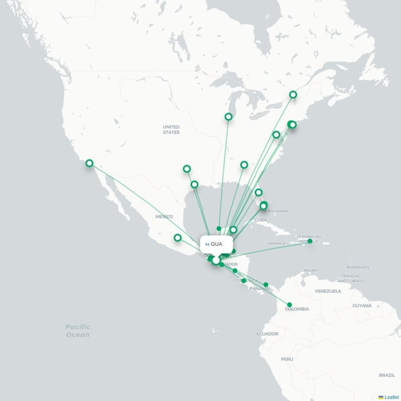 GUA - ORD route map