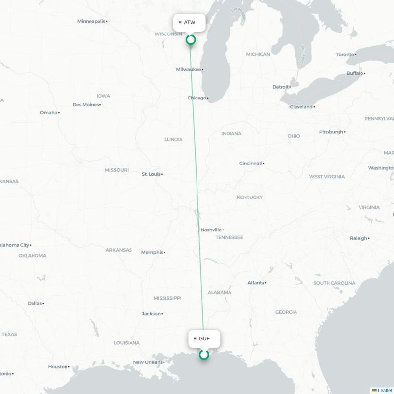 GUF - ATW route map