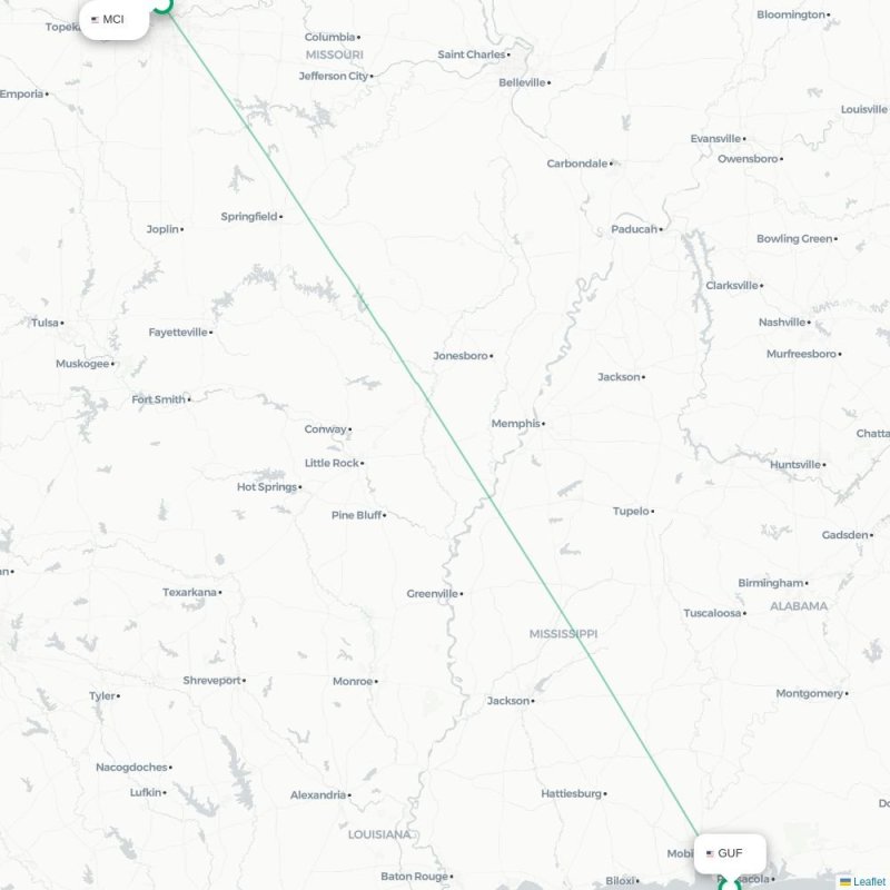 GUF - MCI route map