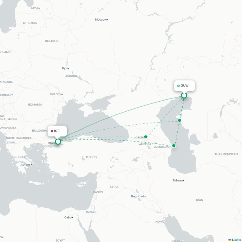 GUW - IST route map