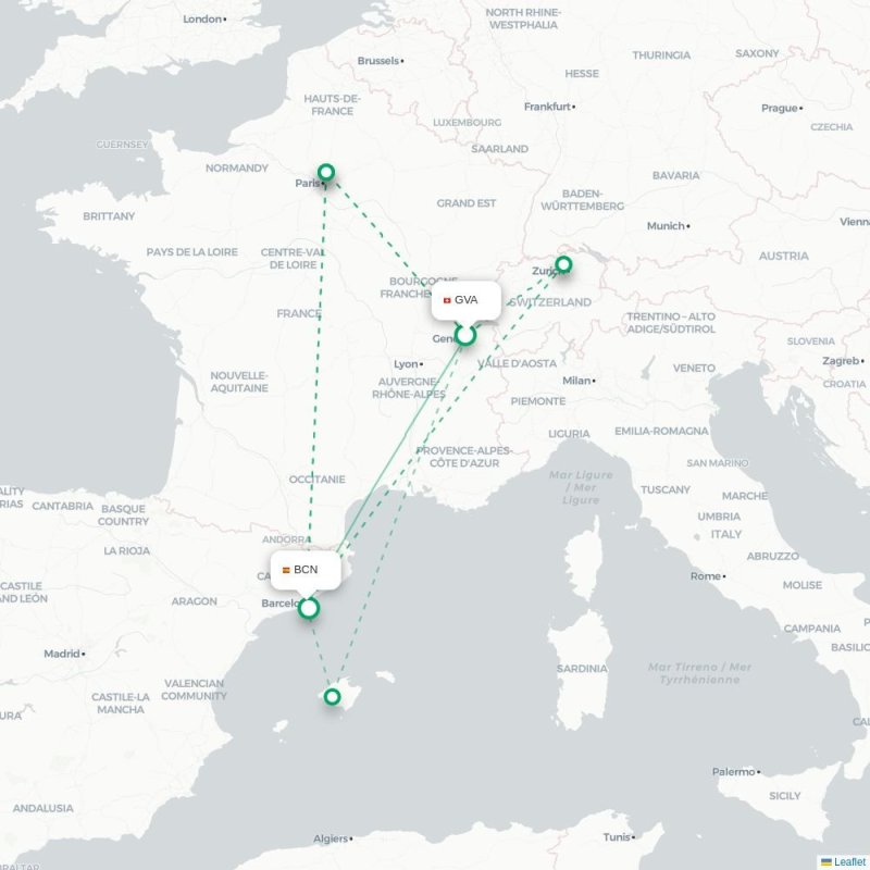 GVA - BCN route map
