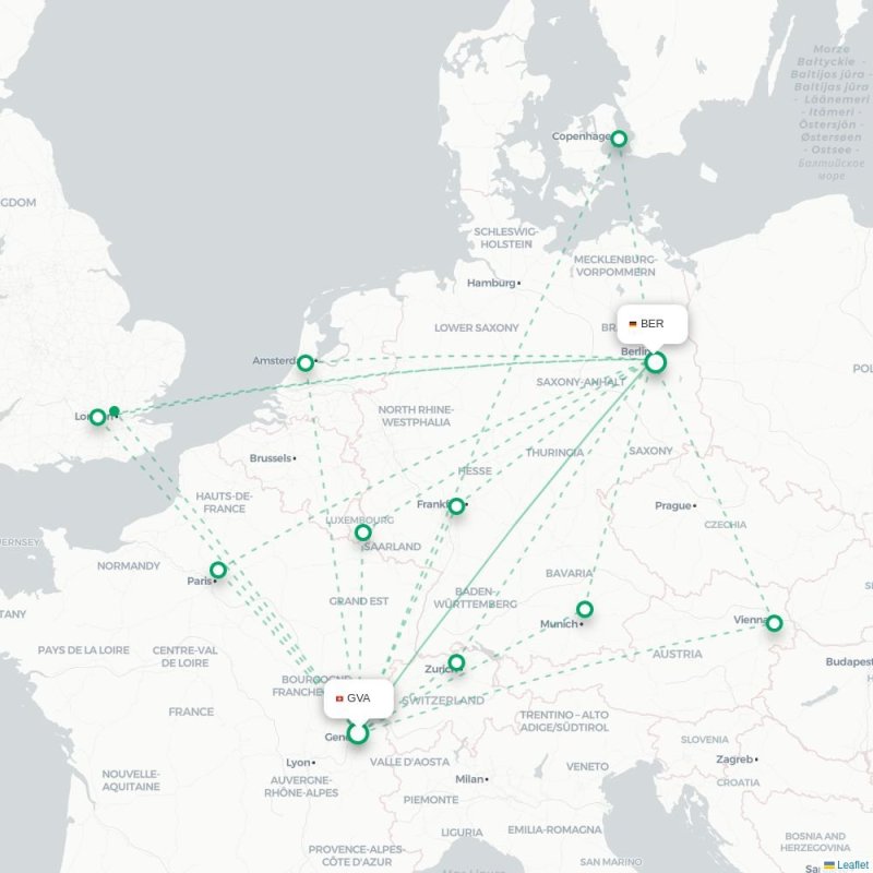 GVA - BER route map