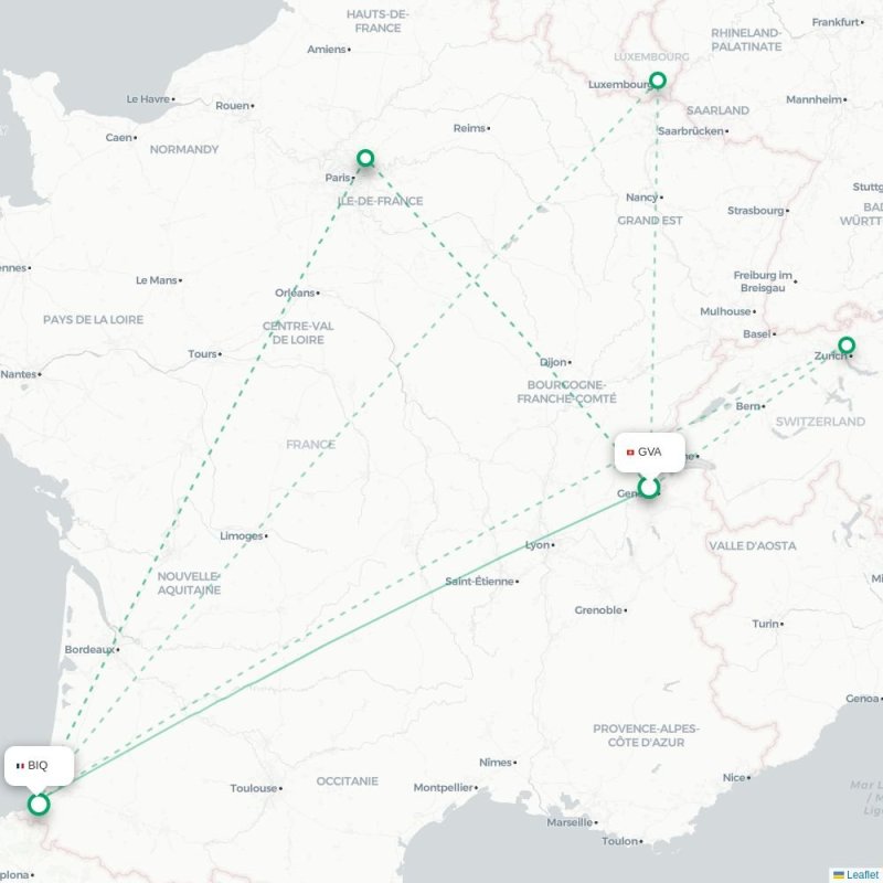 GVA - BIQ route map