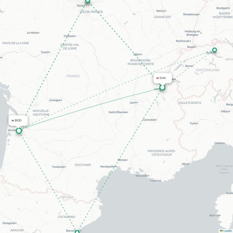 GVA - BOD route map