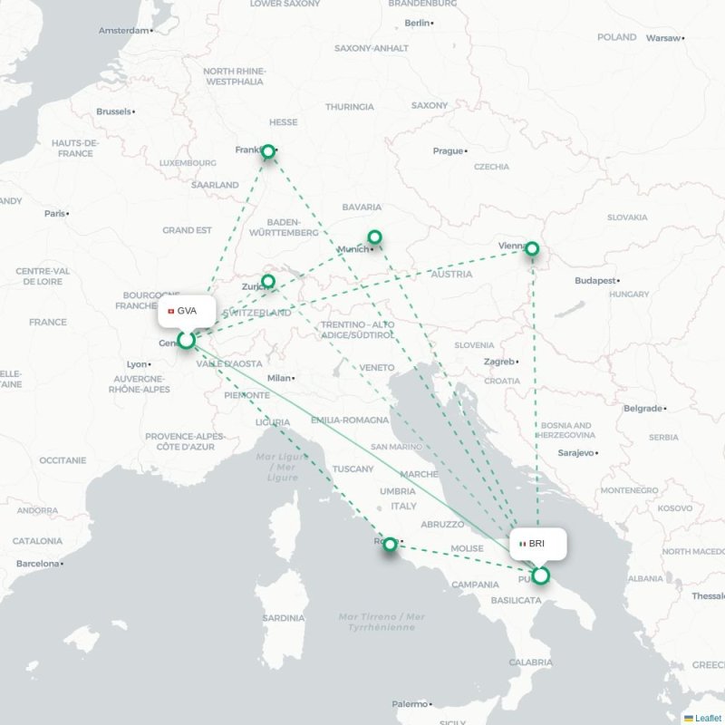 GVA - BRI route map