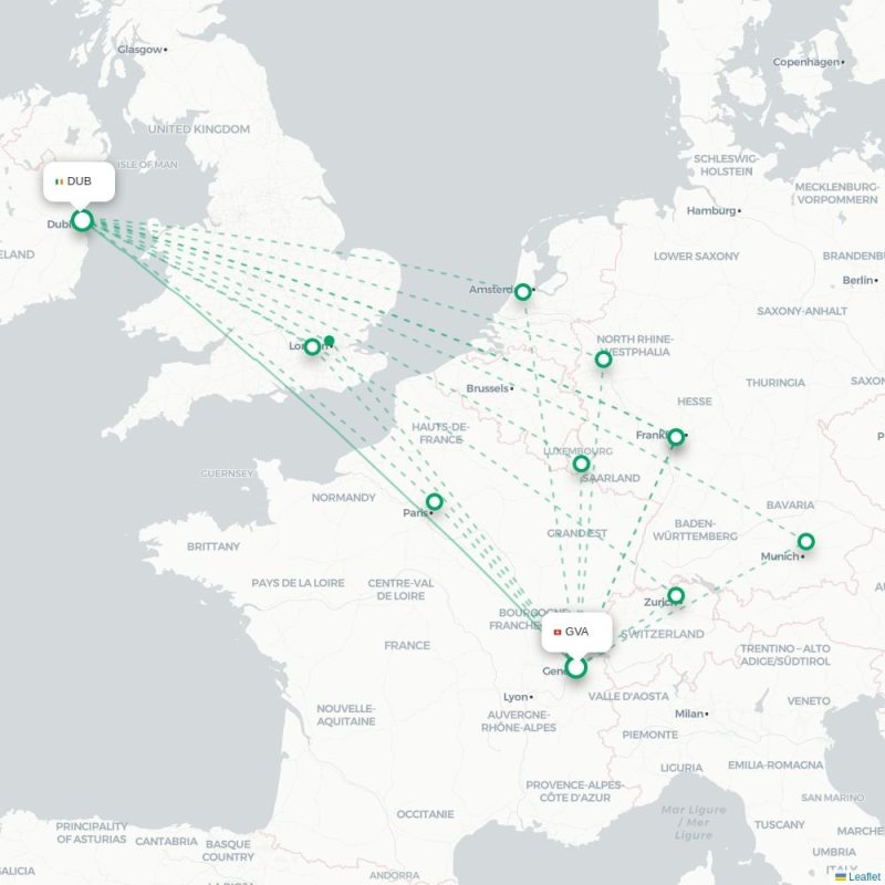 GVA - DUB route map