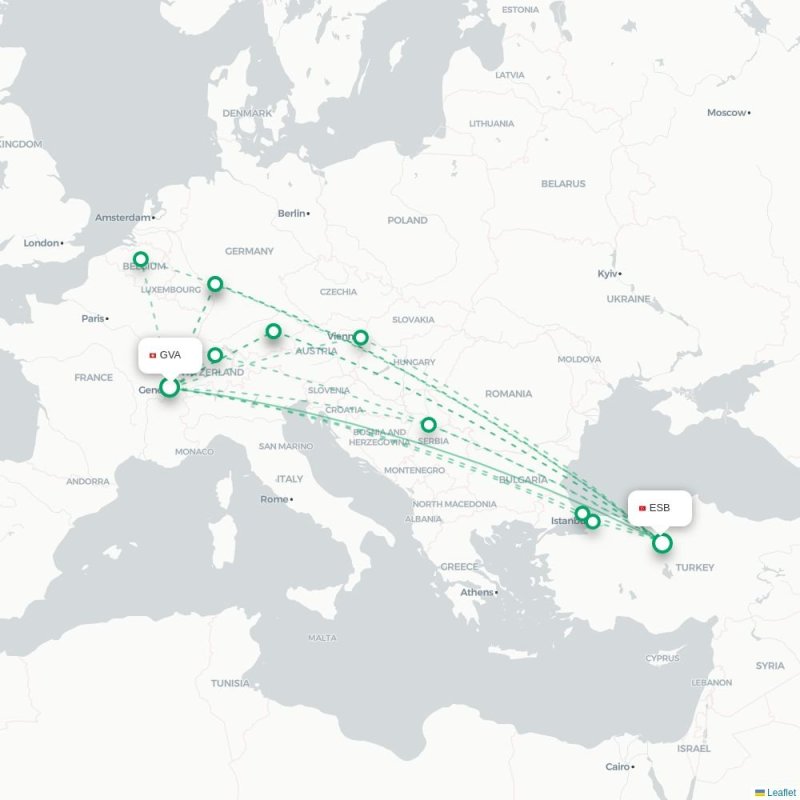 GVA - ESB route map