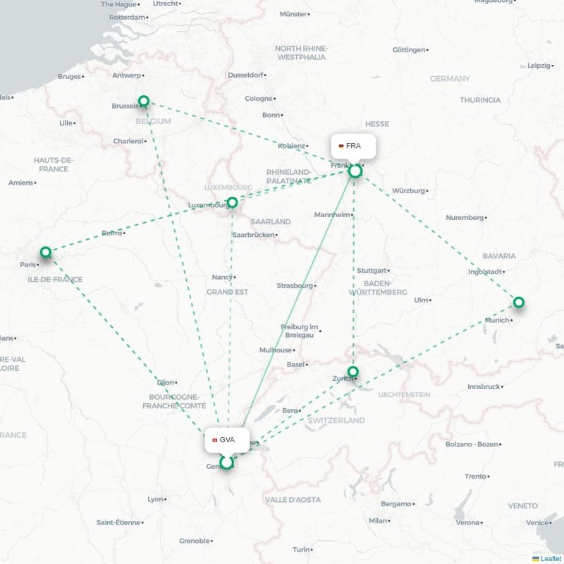 GVA - FRA route map