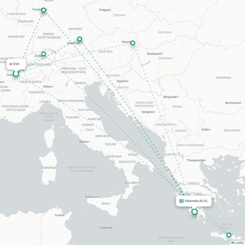 GVA - KLX route map