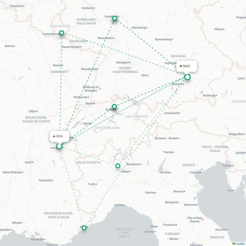 GVA - MUC route map