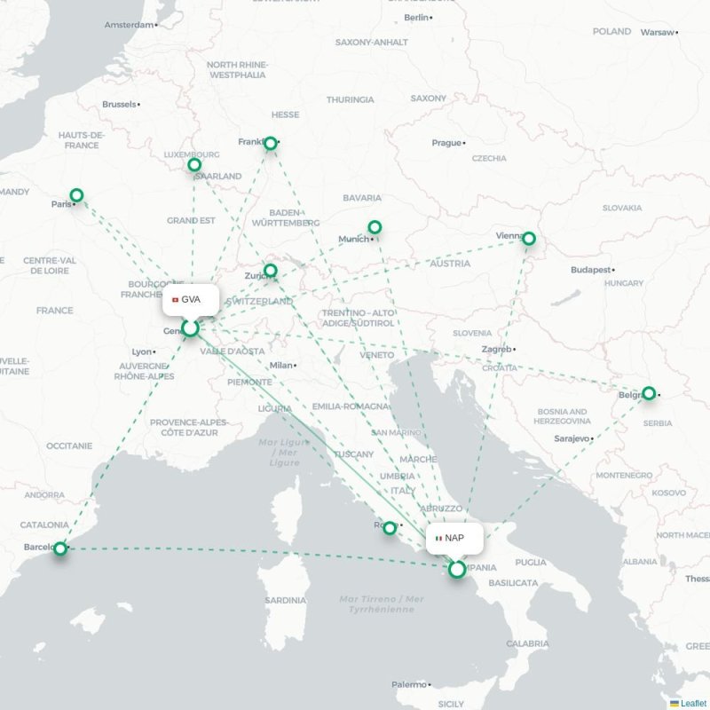 GVA - NAP route map