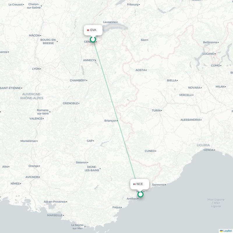 GVA - NCE route map