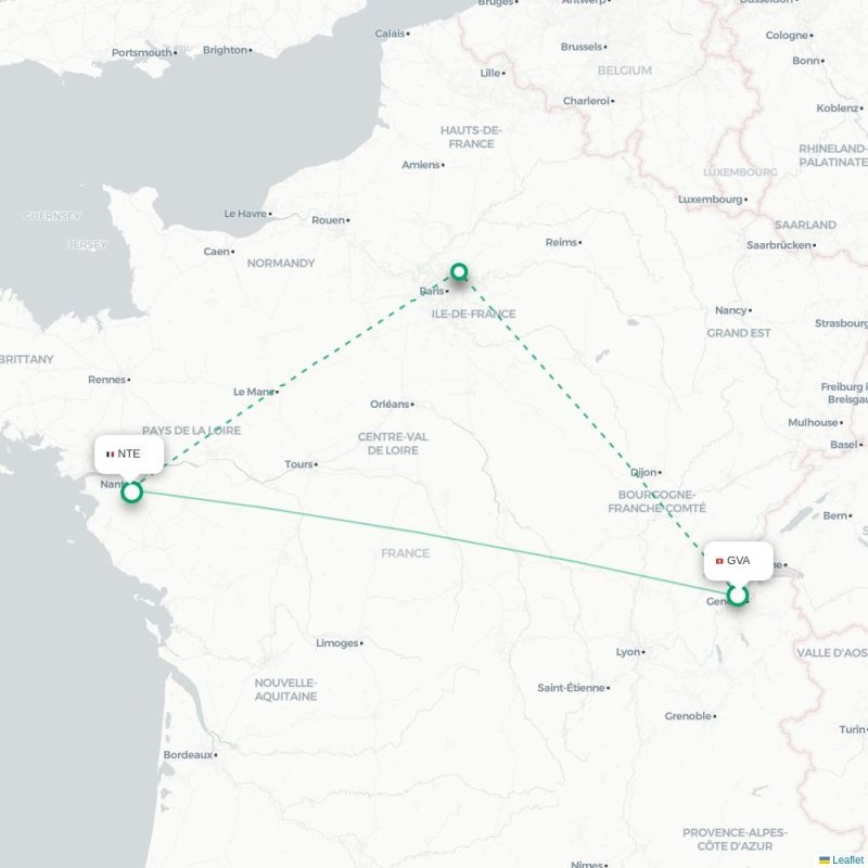GVA - NTE route map