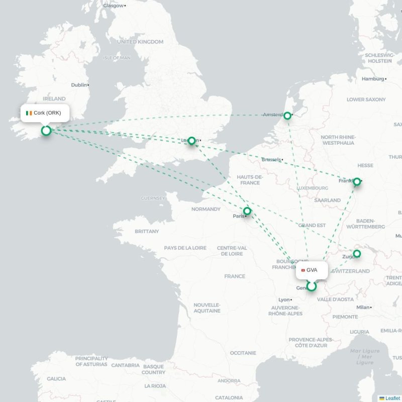 GVA - ORK route map