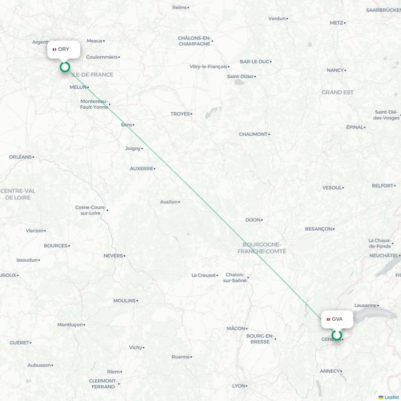 GVA - ORY route map