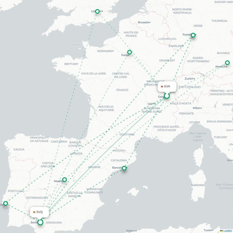 GVA - SVQ route map