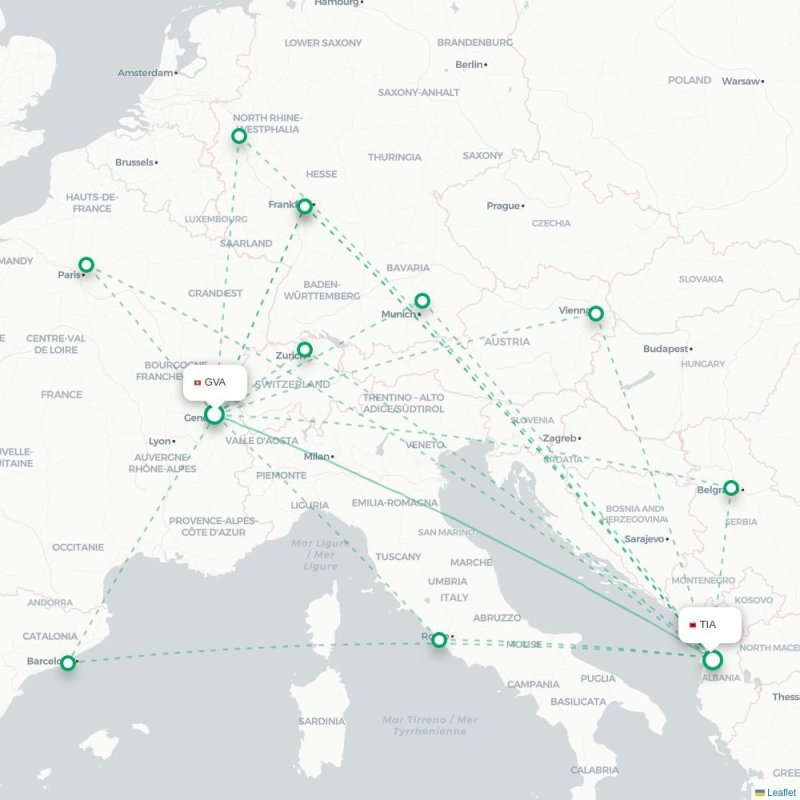 GVA - TIA route map