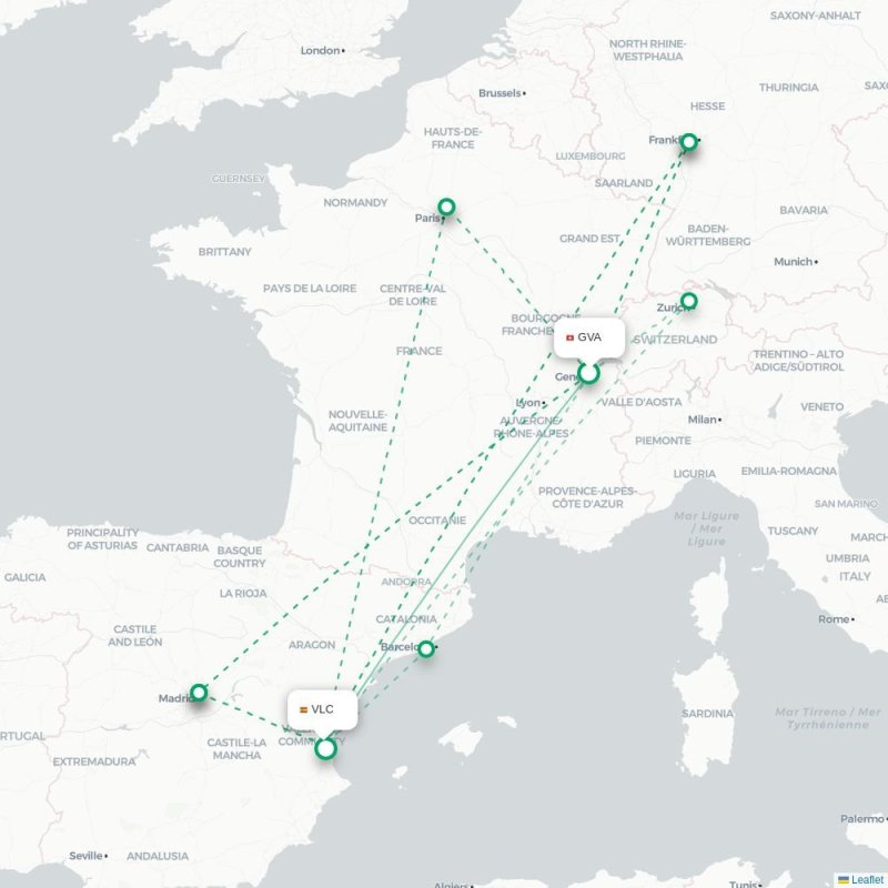 GVA - VLC route map