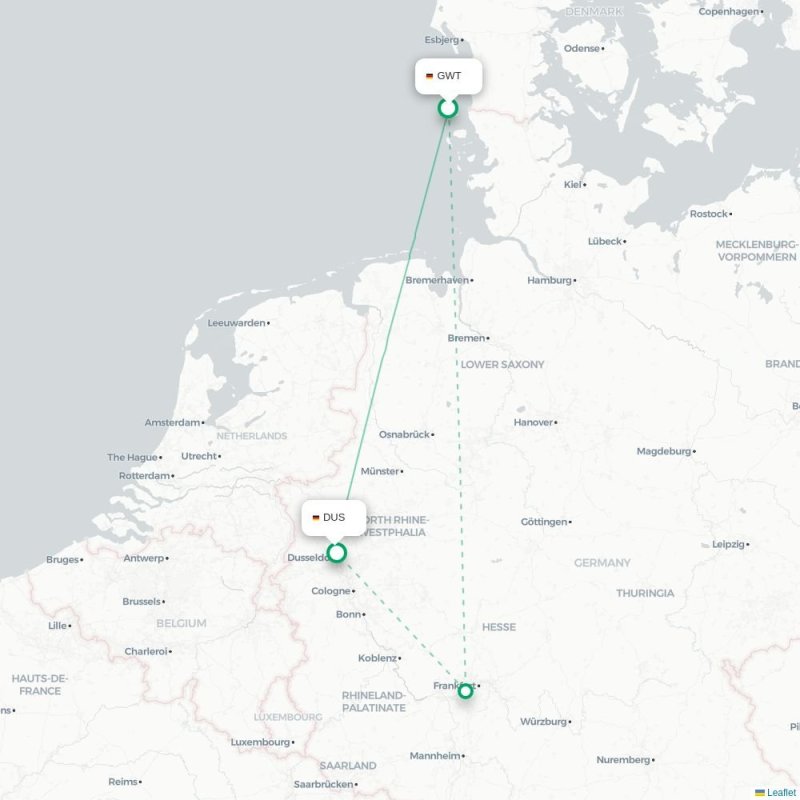GWT - DUS route map