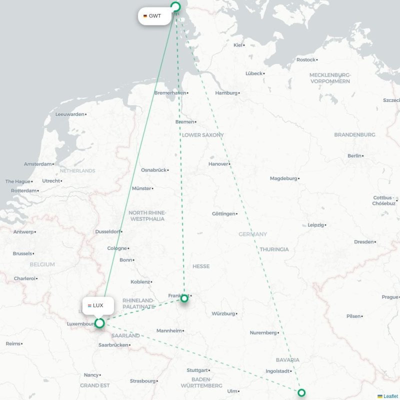 GWT - LUX route map