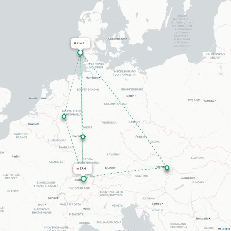 GWT - ZRH route map