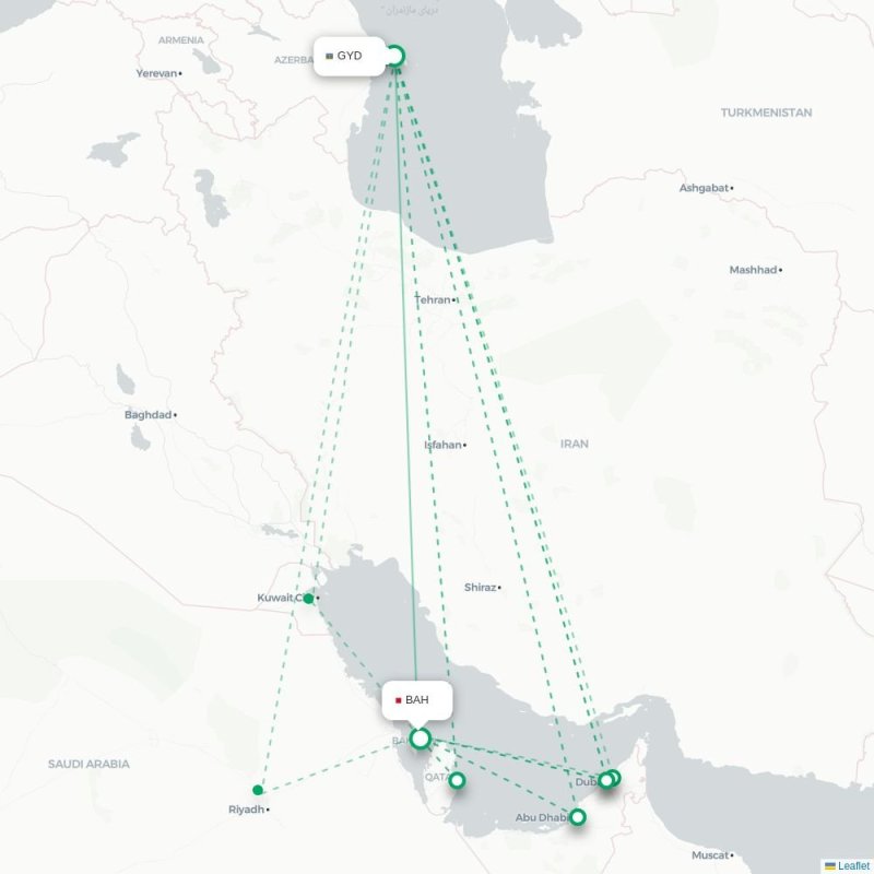 GYD - BAH route map