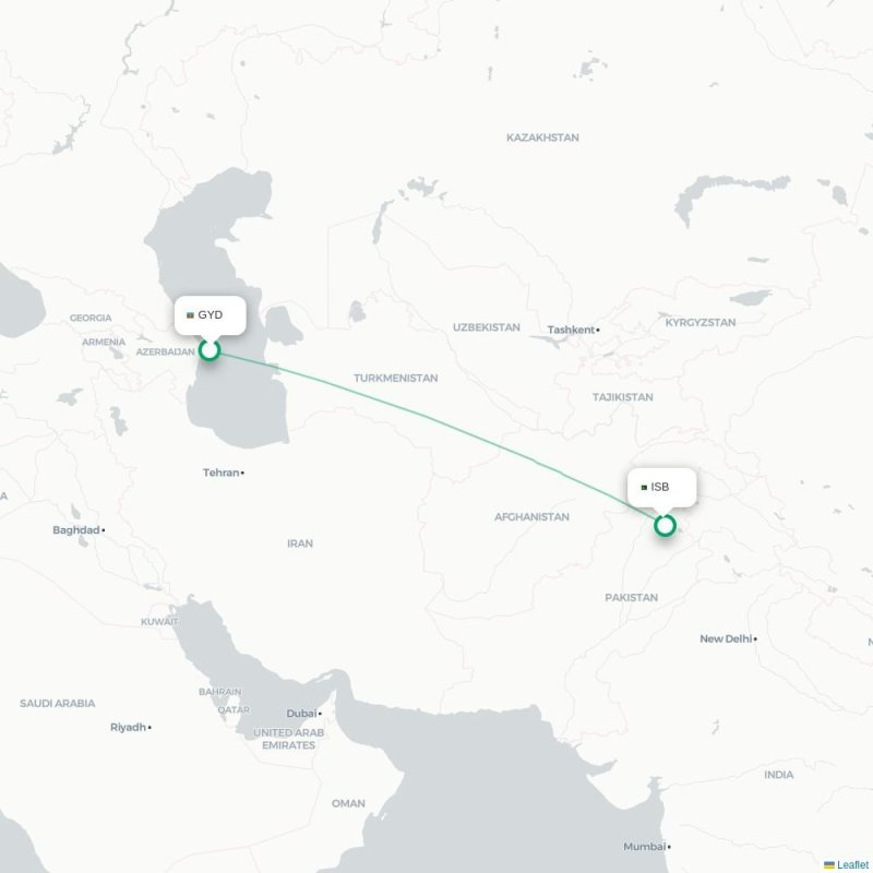 GYD - ISB route map