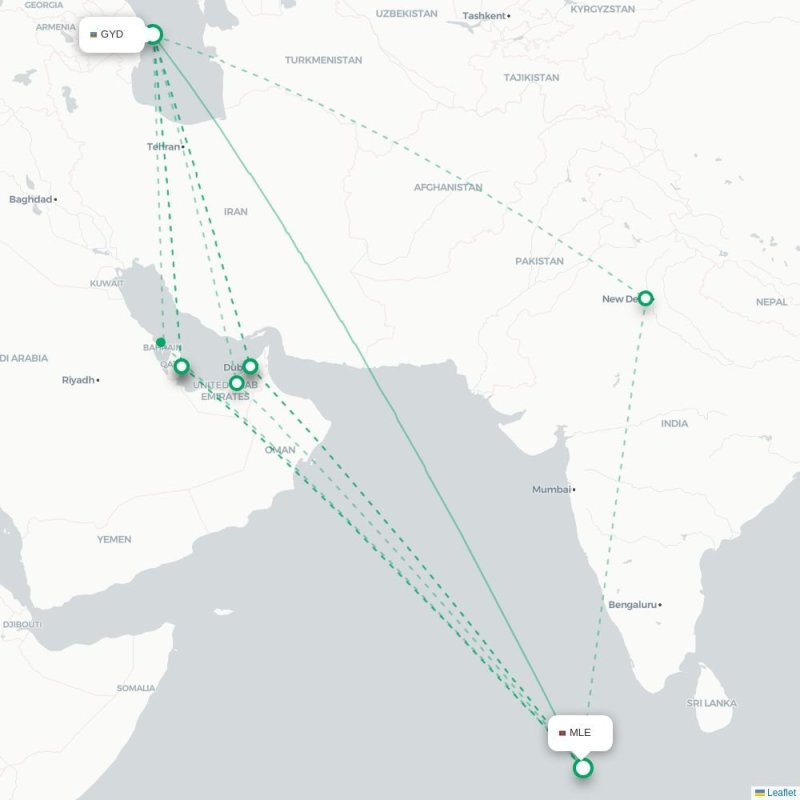 GYD - MLE route map