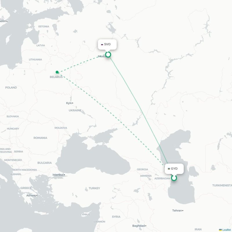 GYD - SVO route map