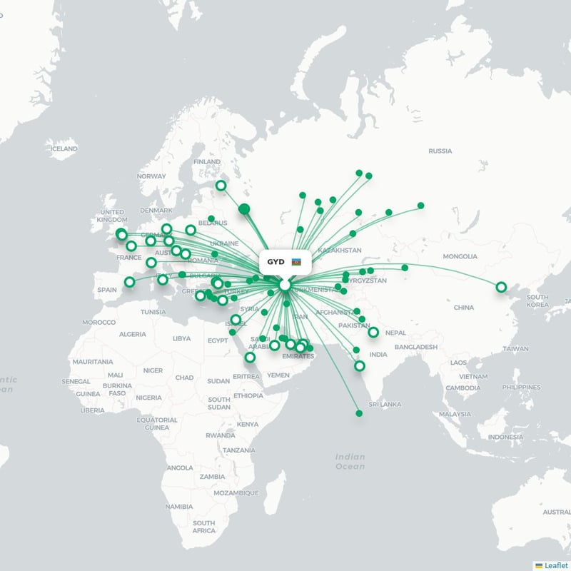 Route map Baku  GYD airport