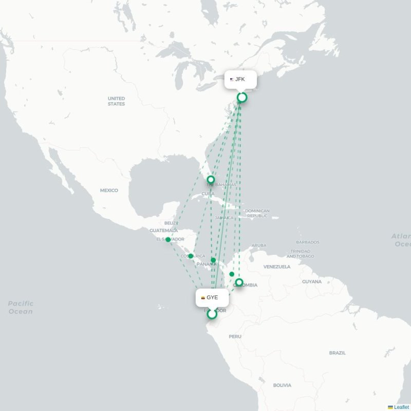 GYE - JFK route map