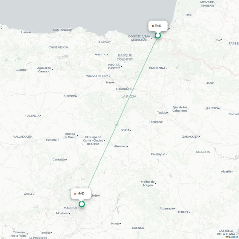 GYE - MAD route map