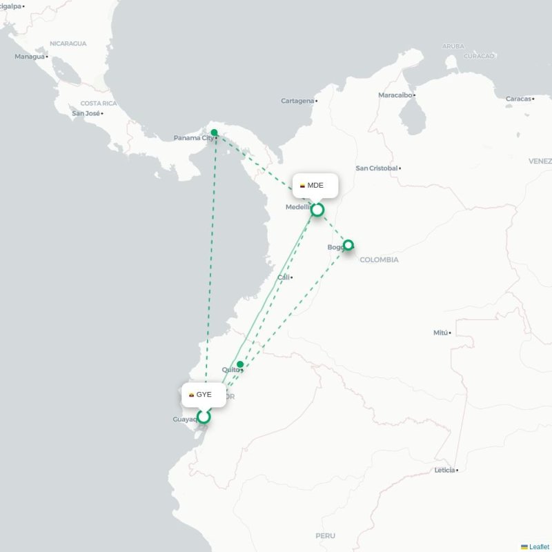 GYE - MDE route map