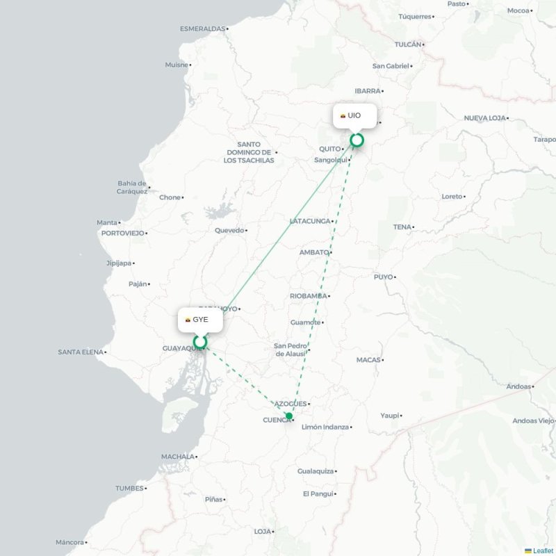 GYE - UIO route map